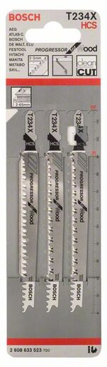 BOSCH List ubodne pile T 234 X, ravni rez, Progressor for Wood, ukupna duljina 117 mm