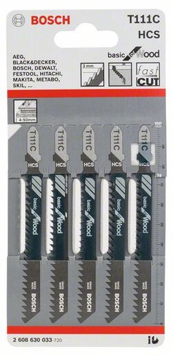 BOSCH List ubodne pile T 111 C, ravni rez, Basic for Wood, ukupna duljina 100 mm