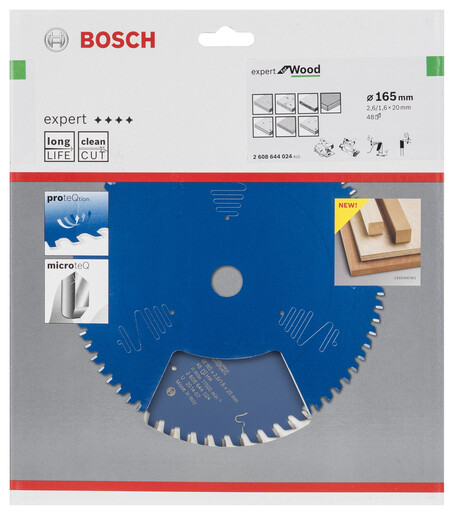 BOSCH List kružne pile Expert For Wood 165x20x2,6/1,6 mm, 48Z ATB