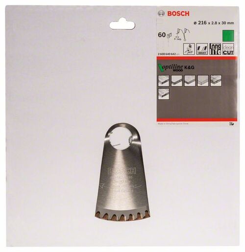 BOSCH List kružne pile Optiline Wood 216x2,8 / 1,8x30 mm, Z=60, ATB / N