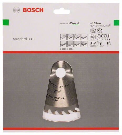 BOSCH List kružne pile Optiline Wood 160x20x1,7/1,2 mm, 36 Z