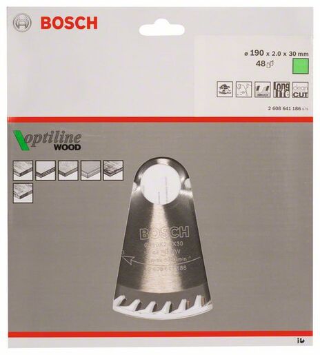 BOSCH List kružne pile Optiline Wood 190x30x2,0/1,3 mm, 48Z ATB