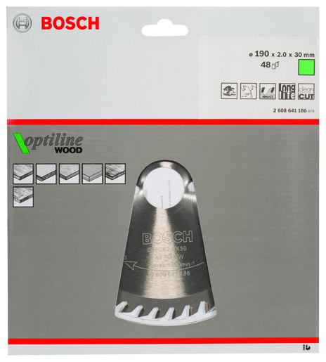 BOSCH List kružne pile Optiline Wood 190x30x2,0/1,3 mm, 48Z ATB