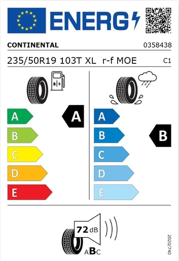 Continental 235/50R19 EcoContact 6 103T XL  r-f MOE, Pot: A, Pri: B, Buka: 72 dB