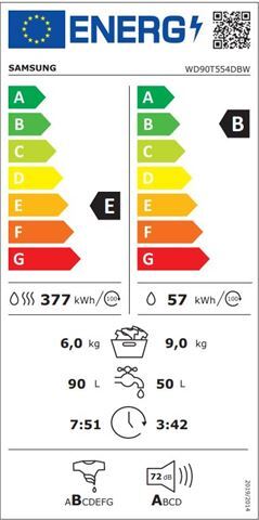 SAMSUNG perilica sušilica WD90T554DBW/S7