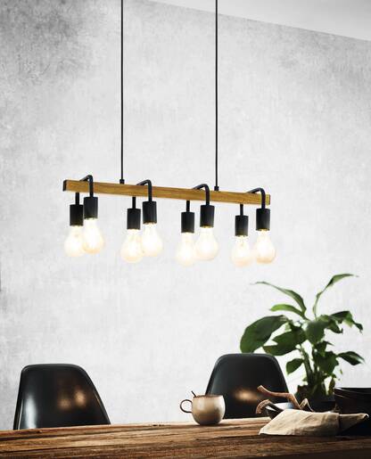 EGLO visilica/8, E27, crna/smeđa 'ERRIBERA'