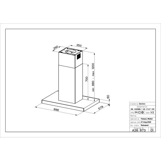 Faber napa Stilo Glass Smart Isola A90