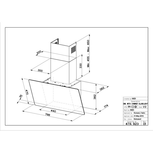 Faber napa Glam Light Zero Drip Plus BK M A80