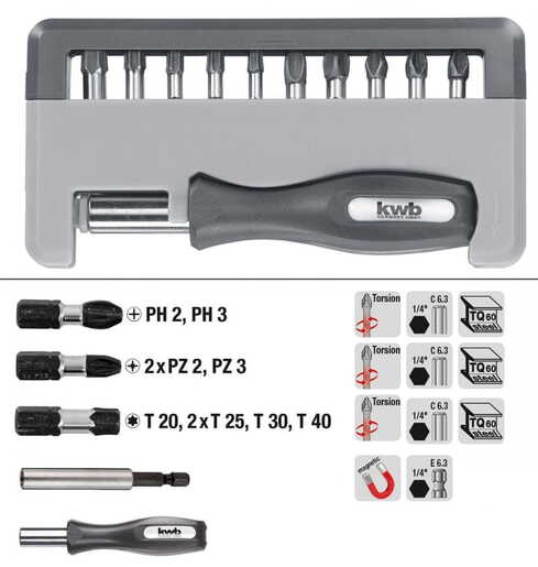 KWB Bit-Box set bitova 12/1 s odvijačem