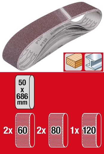 KWB set brusnih traka 5/1, 686x50 mm, G60x2, 80x2, 120x1 za TC-US 240 i TC-US 350