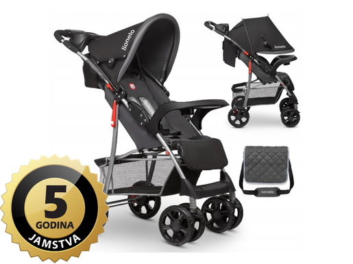 Lionelo dječja kolica EMMA PLUS siva + torba za mamu, 5g JAMSTVA