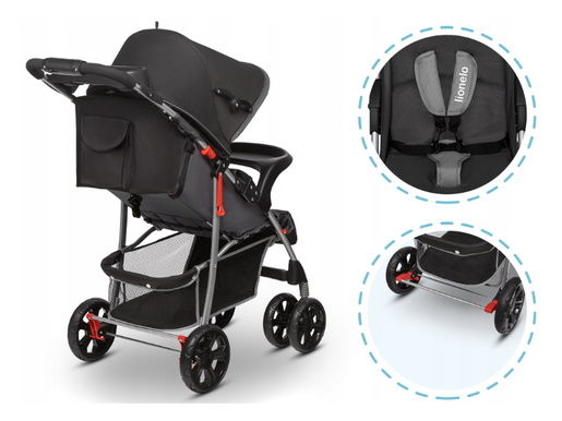 Lionelo dječja kolica EMMA PLUS siva + torba za mamu, 5g JAMSTVA