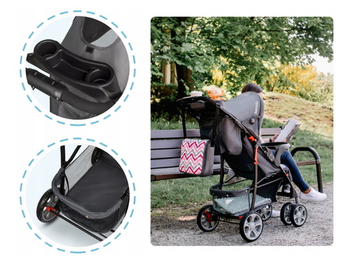 Lionelo dječja kolica EMMA PLUS siva + torba za mamu, 5g JAMSTVA