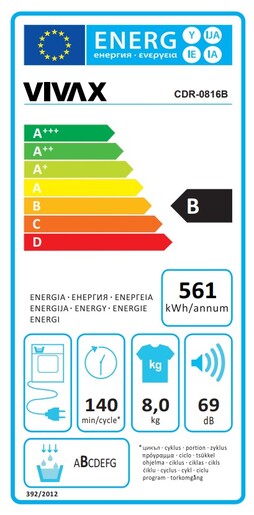 VIVAX HOME sušilica rublja CDR-0816B