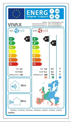 VIVAX COOL inverter klima uređaj ACP-12CH35AERI+ R32 SILVER