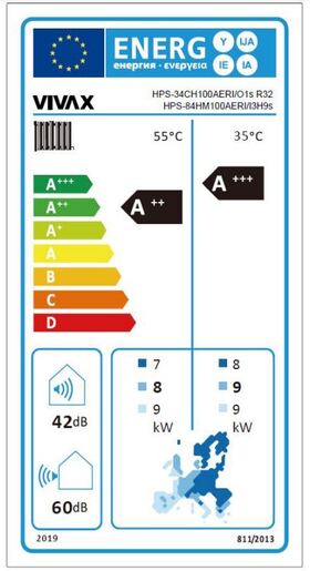 VIVAX COOL, toplinske pumpe, HPS-34CH100AERI/O1s R32