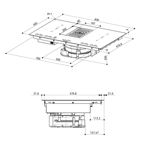 Faber indukcijska ploča za kuhanje s integriranom napom Galileo BK GLASS NG A830