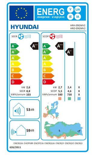 Hyundai klima Elite Inverter 2.5 kW - HRH-09GMV2/HRO-09GMV2