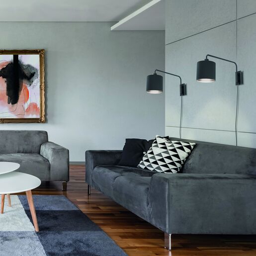 EGLO zidna/1, E27, crna/čelik/tkanina, "STAITI 1"