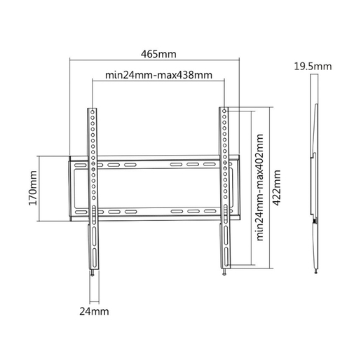 Roline Value zidni nosač, fiksni, (81-139cm/35kg/400x400)