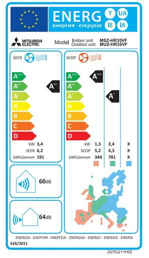 Mitsubishi Electric Standard Eco Inverter klima uređaj MSZ-HR35VFK/MUZ-HR35VF + WIFI