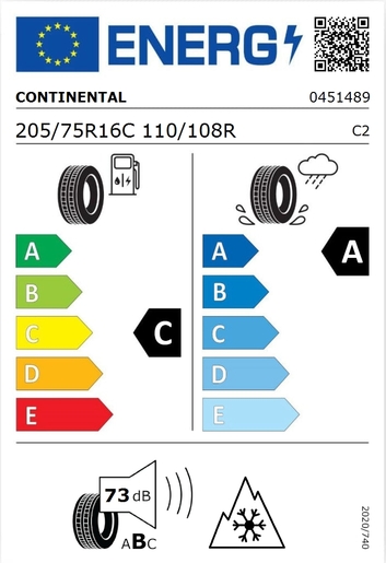 Continental 205/75R16C VANCONTACT 4SEASON 110/108R, Pot: C, Pri: A, Buka: 73 dB