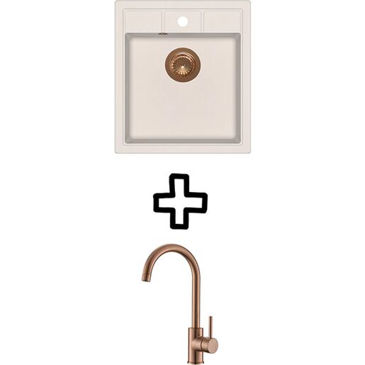 Set Nova SQN100W sudoper + Vida PVD slavina, Silica/Bakar