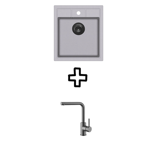 Set Nova SQN100W sudoper + Zora PVD slavina, Alumetallic/Grafit