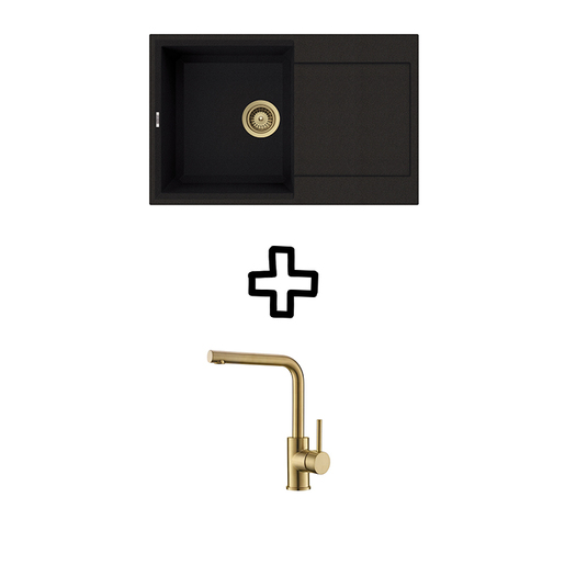 Elleci Easy 300 sudoper + Zora PVD slavina Nero/Zlato