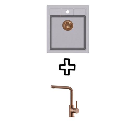 Set Nova SQN100W sudoper + Zora PVD slavina, Alumetallic/Bakar