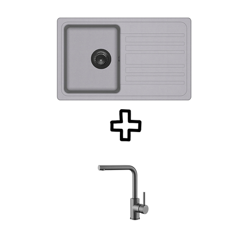 Set Notus SQ101W sudoper + Zora PVD slavina, Alumetallic/Grafit