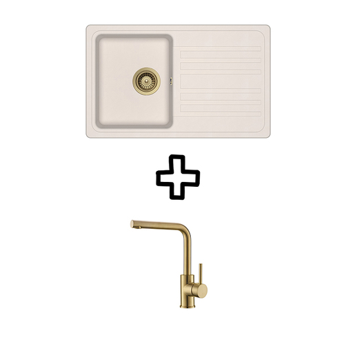 Set Notus SQ101W sudoper + Zora PVD slavina, Silica/Zlato