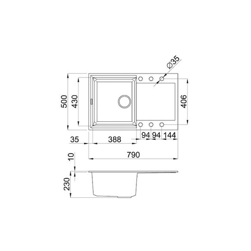 Elleci Easy 300 sudoper + Vida PVD slavine Bianco Antico/Grafit