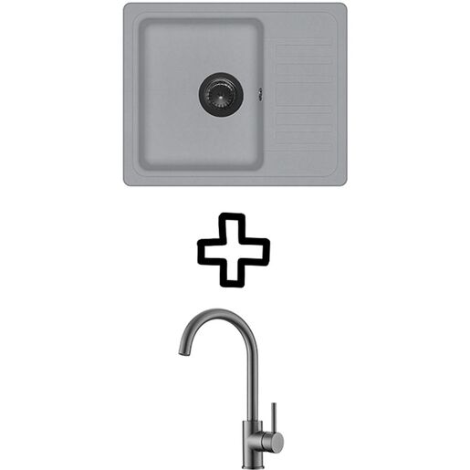 Set Notus SQ102W sudoper + Zora PVD slavina, Alumetallic/Grafit