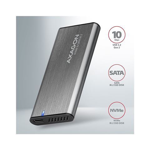 Eksterno kućište Axagon za M.2 NVMe SSD, M.2 SATA SSD, USB-C 3.2 Gen 2, 42-80mm (EEM2-SG2)