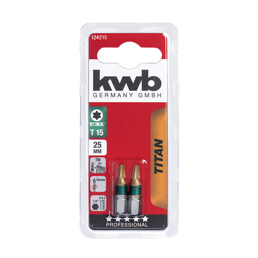 KWB TITAN nastavak za odvijač 25 mm / bit TORX T15, set 2/1