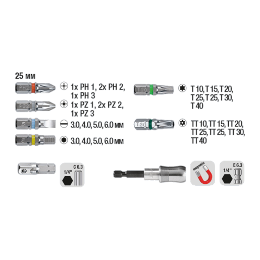 KWB set bitova s držačem, 32/1
