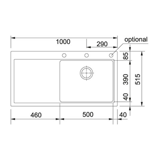 Franke Mythos MTG 611, lijevi ocjeđivač