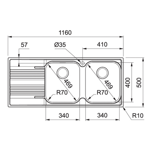Franke Smart SRX 621, desni ocjeđivač