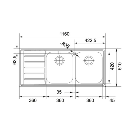 Franke Neptune NEX 621, desni ocjeđivač