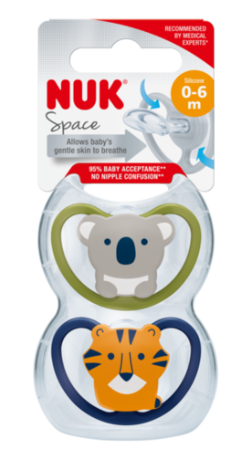 NUK duda space silikon zelena 0-6 mj 2/1