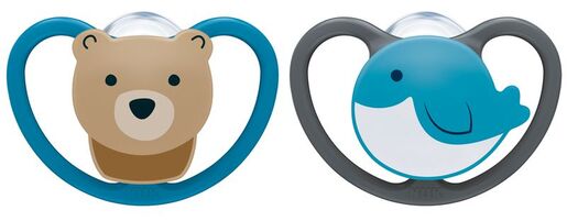 NUK duda space silikon plava 6-18 mj 2/1