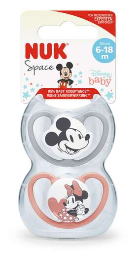 NUK duda silikon space Mickey 6-18mj 2/1 crvena