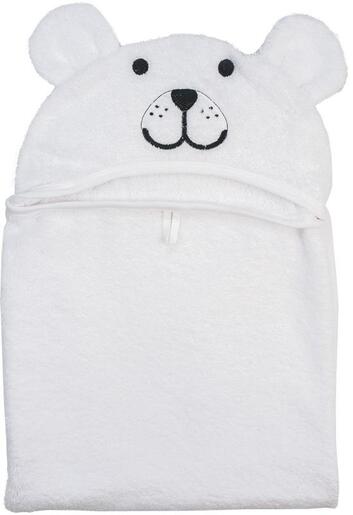 Bubaba ručnik s kapuljačom bijeli medo štik 110x75