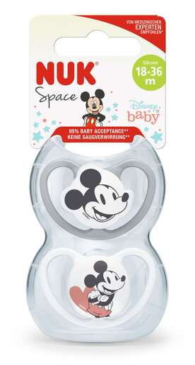 NUK duda silikon space Mickey 18-36mj 2/1 siva