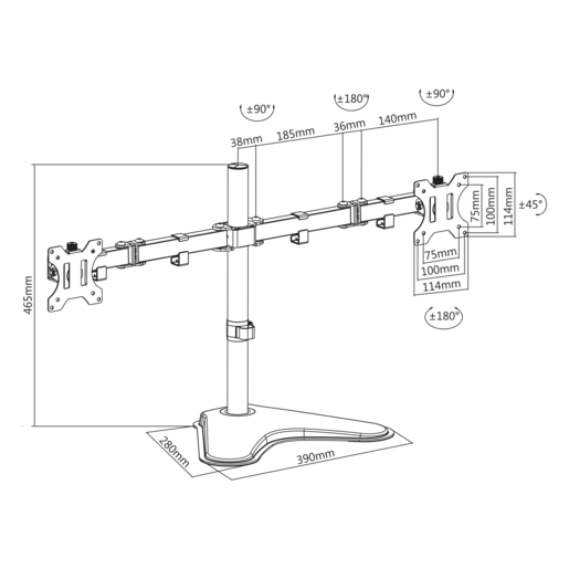 Stolni stalak za 2 monitora SBOX LCD-F024, 13-32"