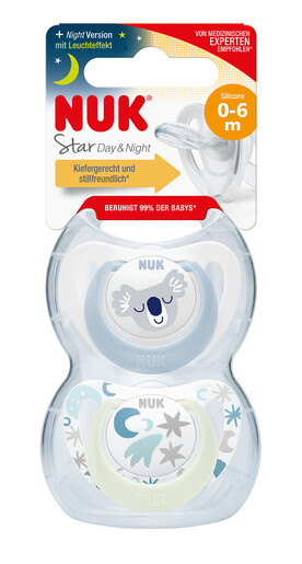 NUK duda silikon star day&night 0-6m 2/1
