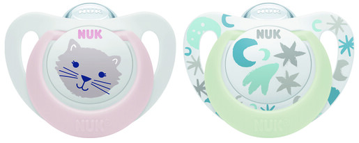 NUK duda silikon star day&night 0-6m 2/1