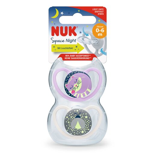 NUK duda silikon space night 0-6 m