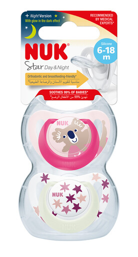 NUK duda silikon star day&amp;night 6-18m 2/1